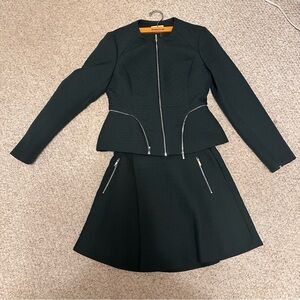 1. State dark green jacket and skirt set